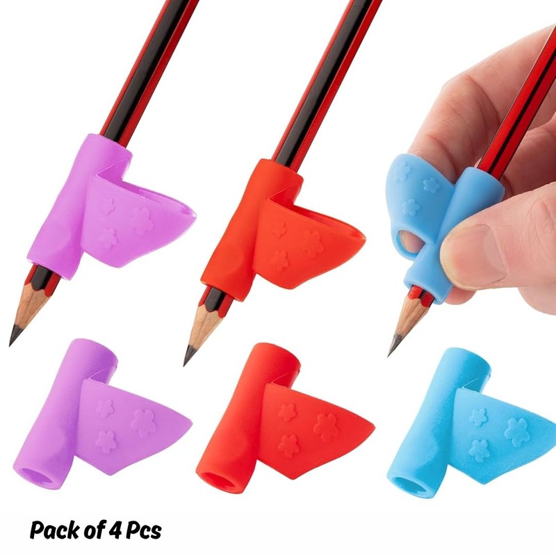 Silicone Pencil Grip Set  Ergonomic Writing Holder for Kids & Adults (Pack of 4 Pcs)