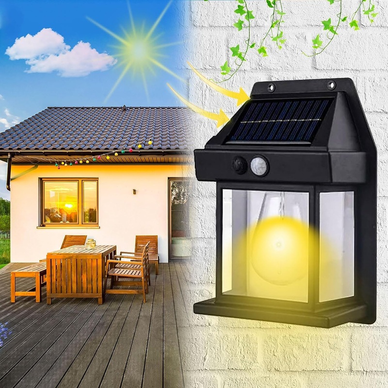 Wireless Motion Sensor Solar Wall Sconce  Waterproof LED Outdoor Wall Lantern for Porch, Fence & Courtyard (Pack of 1)