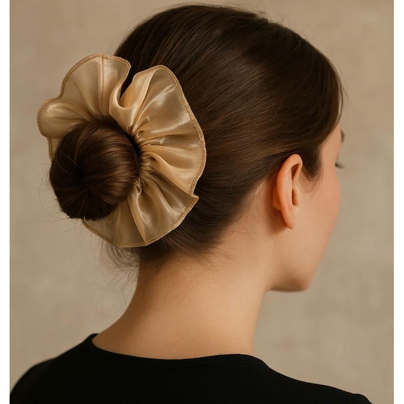 Ruffle Hair Scrunchies  Cute Hair Ties for Women & Girls | Stylish Ponytail & Bun Holder | Soft & Gentle Elastic Hair Bands (Random Color-Pack of 1)