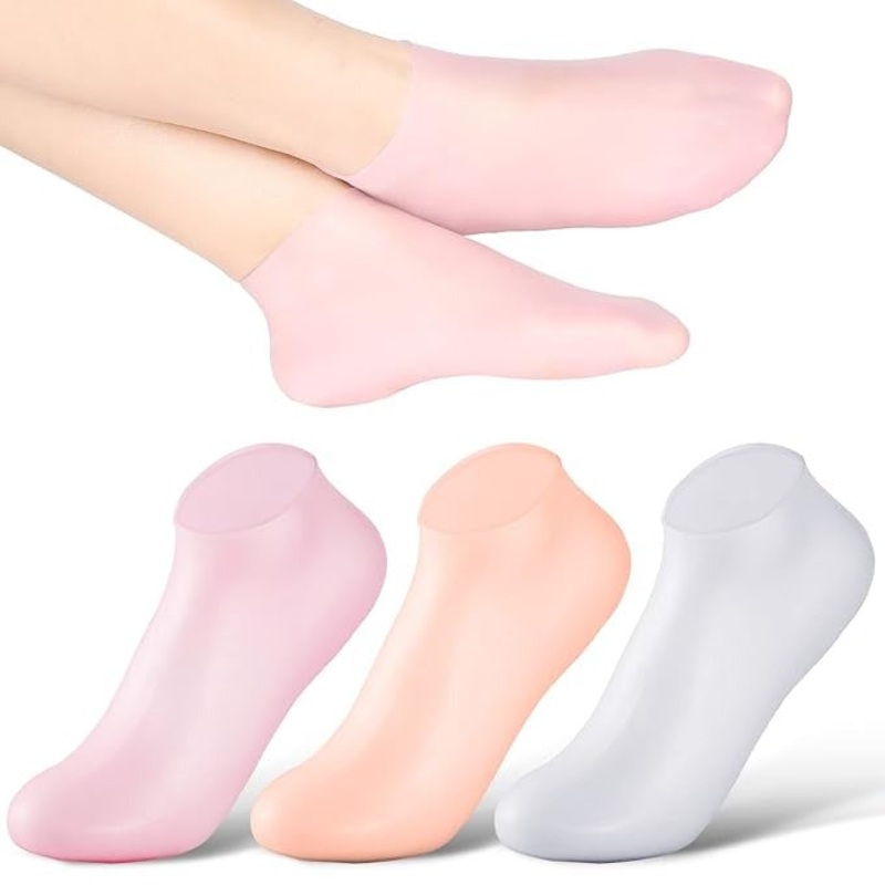 Silicone Gel Moisturizing Socks for Cracked Heels  Reusable Hydrating Spa Socks for Dry Feet, Heels & Callus Repair