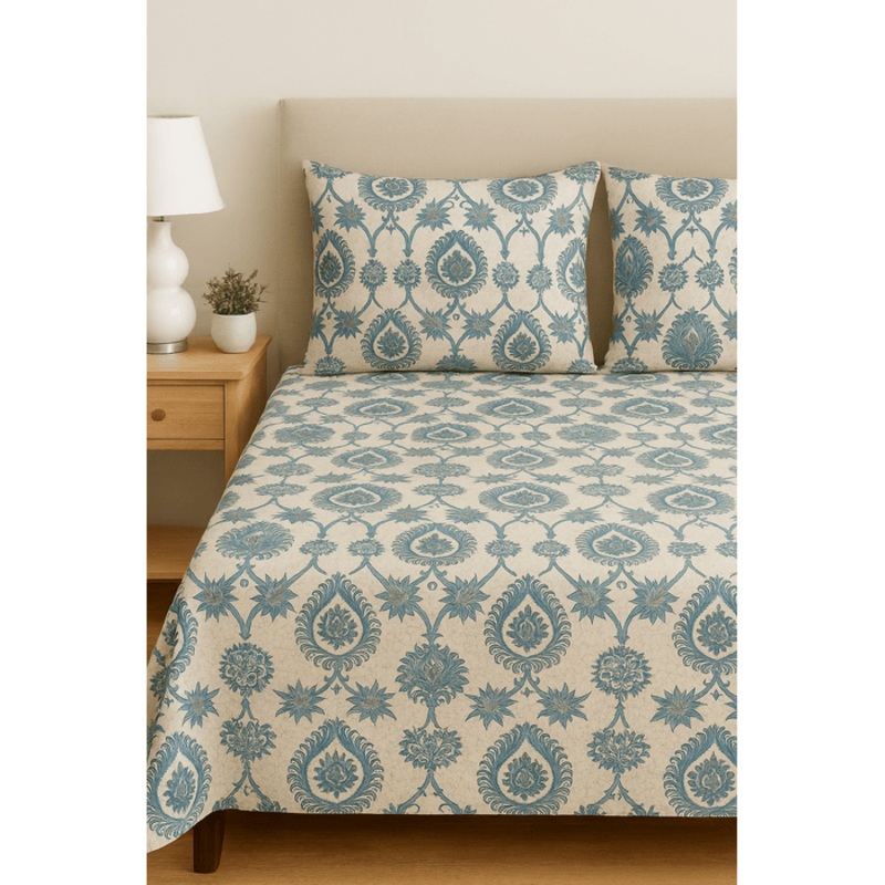 Super King Size Glace Cotton Printed Bedsheet with 2 Pillow Covers  Soft, Breathable & Stylish (Random Prints- Pack of 1)