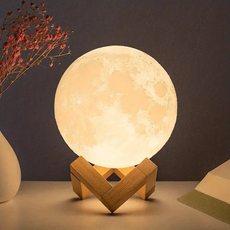 Tap-Control 3D Moon Lamp with Color-Changing Lights  USB Rechargeable Lunar Night Light for Romantic, Kids & Ambient Lighting