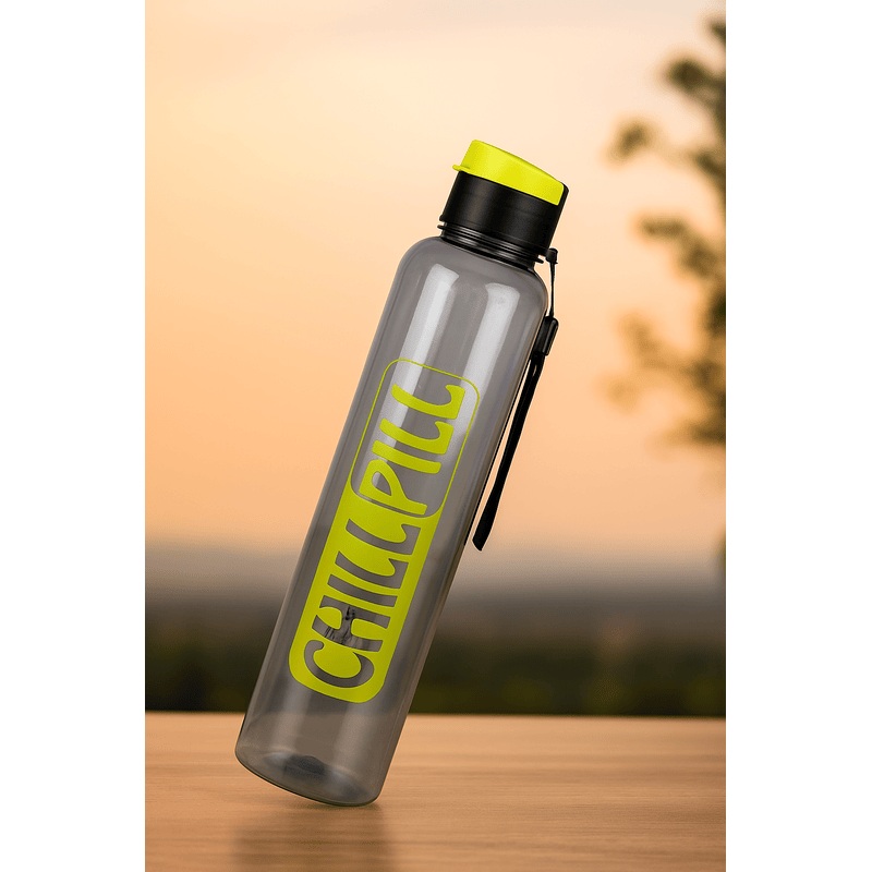 2 Pcs: Chill Pill Water Bottle – BPA Free Non-Toxic Drinking Bottle – 1000 ml (Random Color)
