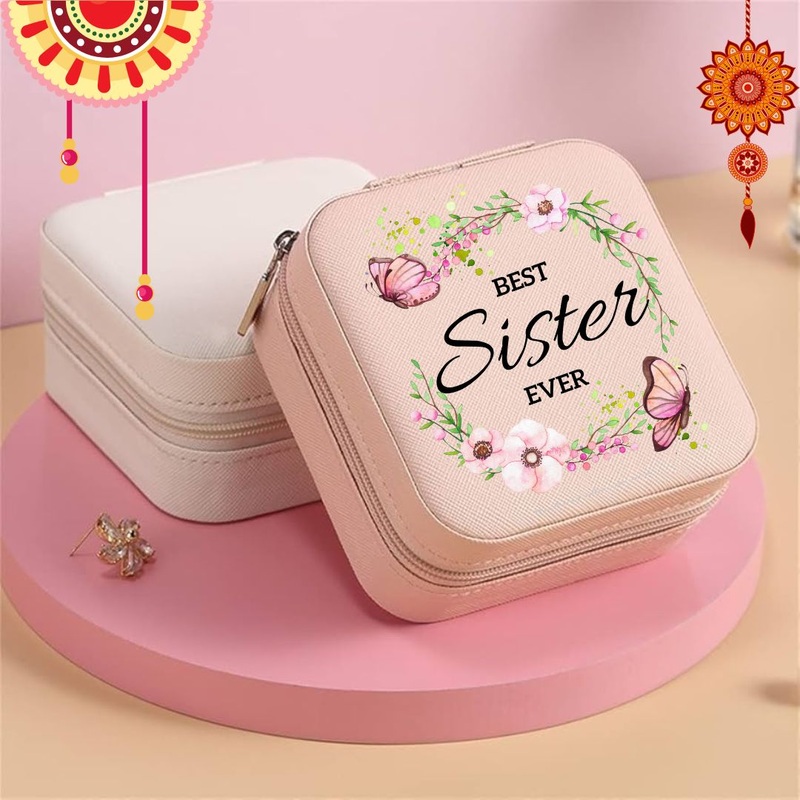 ‘Best Sister Ever’ Travel Jewelry Box – Perfect Gift for Sisters and Best Friends