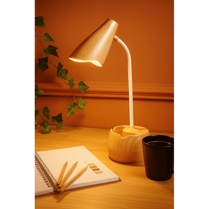 Modern Wooden LED Table Lamp  Touch Sensor & USB Rechargeable