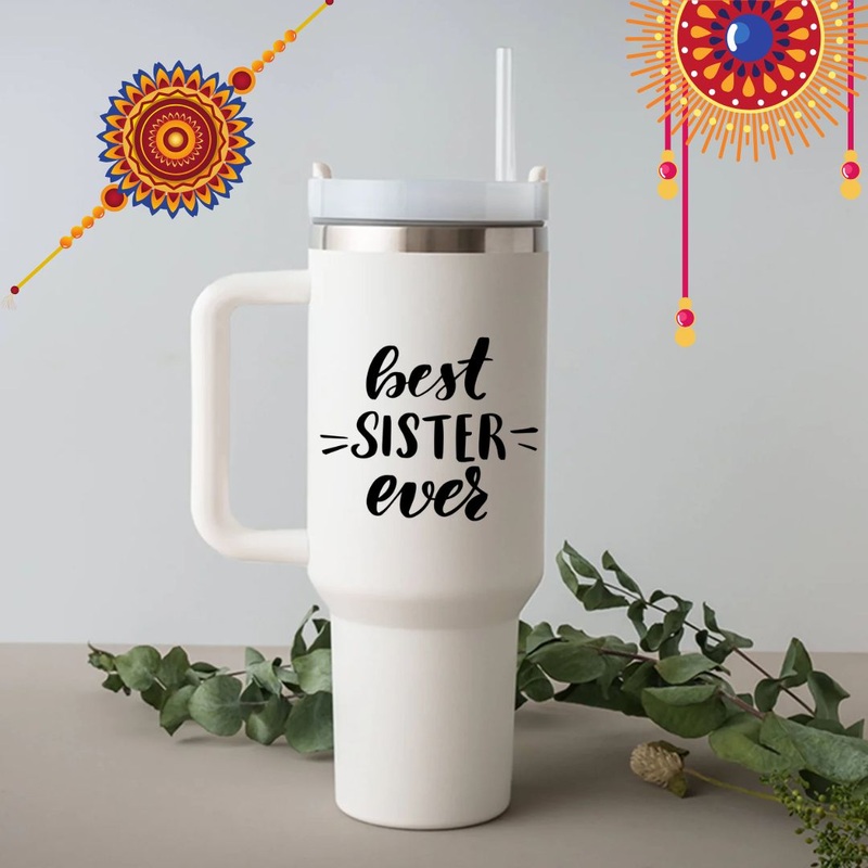 Perfect Raksha Bandhan gift: ‘Best Sister Ever’ quote stainless steel tumbler (1200ml)