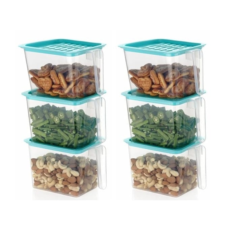 Plastic Fridge Storage Containers & Jar with Handle and Airtight Refrigerator box – 6 Pcs 1000 ml