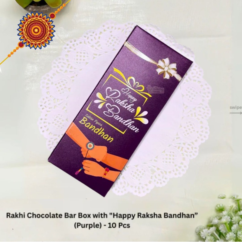 Rakhi Chocolate Bar Box: 10 Pcs with ‘Happy Raksha Bandhan’ Message (Empty Chocolate box For gifting)