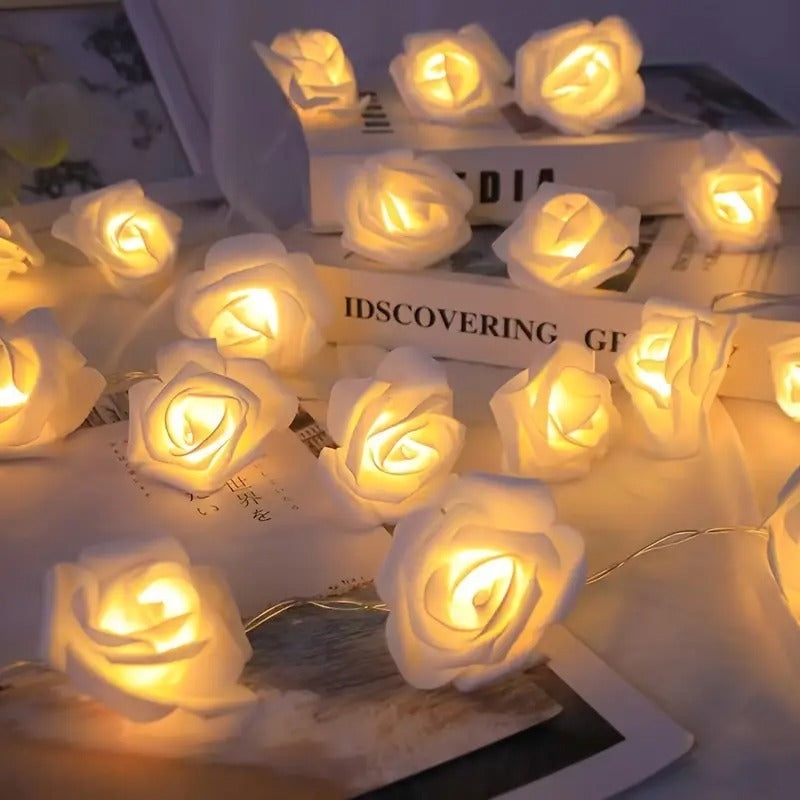 Rose 16 LED Fairy Lights  Romantic Decorative String Lights (Warm White)