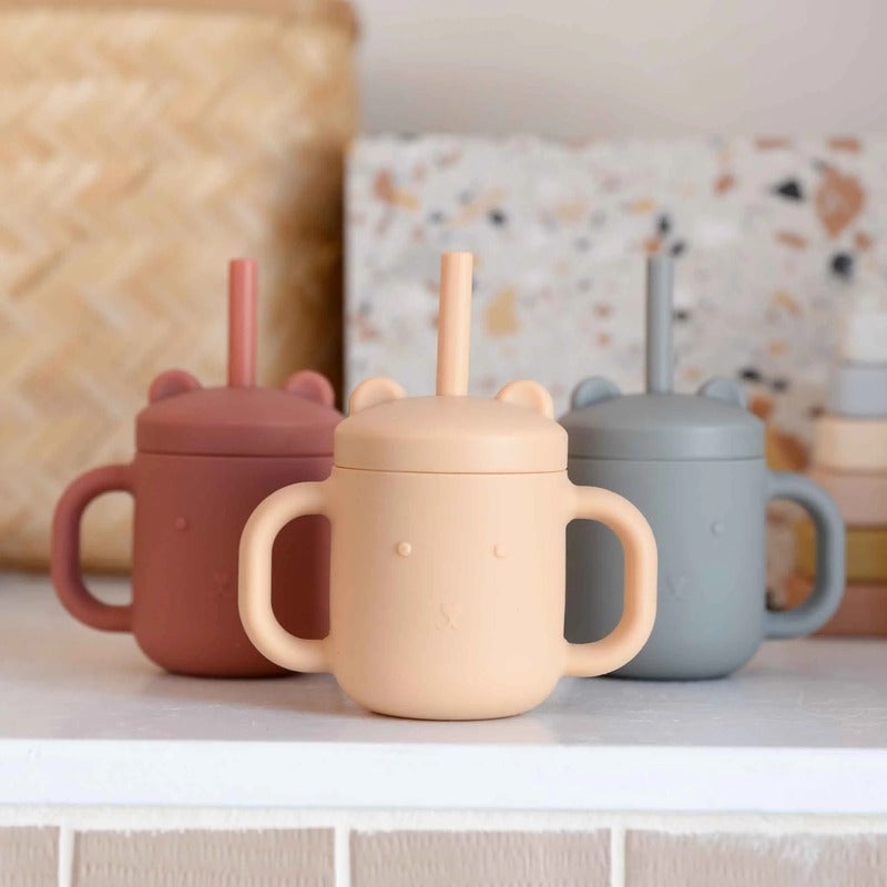 Silicone Baby Cup With Straw – BPA Free Silicone Sippy Cup (random color)