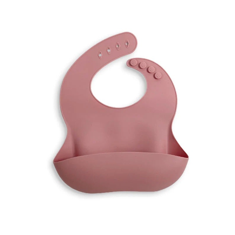 Silicone Bibs for Babies, Adjustable and Waterproof  Baby Bibs for Eating with Food Catcher Pocket (Random Color)
