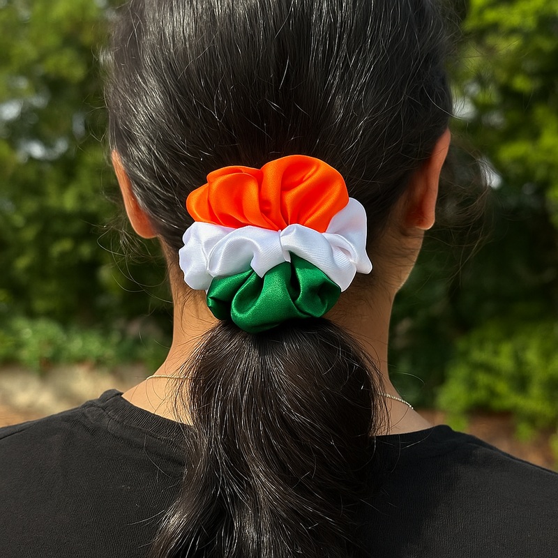 Soft Tri Color Scrunchie  Trendy Hair Tie for Women & Girls ( Pack of 1 )