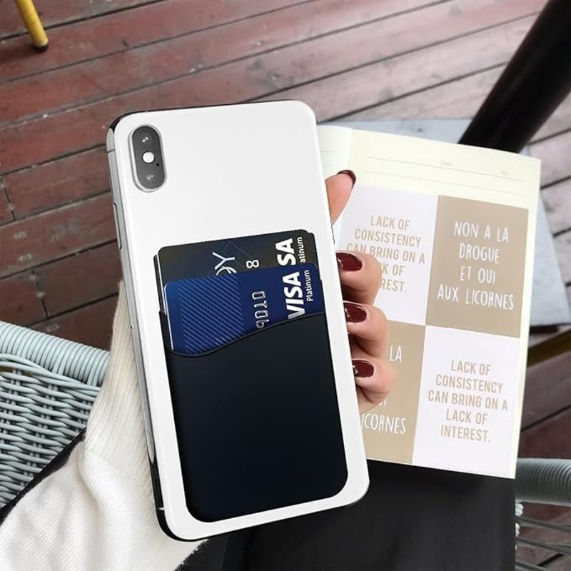 Stick-On Phone Wallet  Card Holder Pouch for Back of Mobile Case