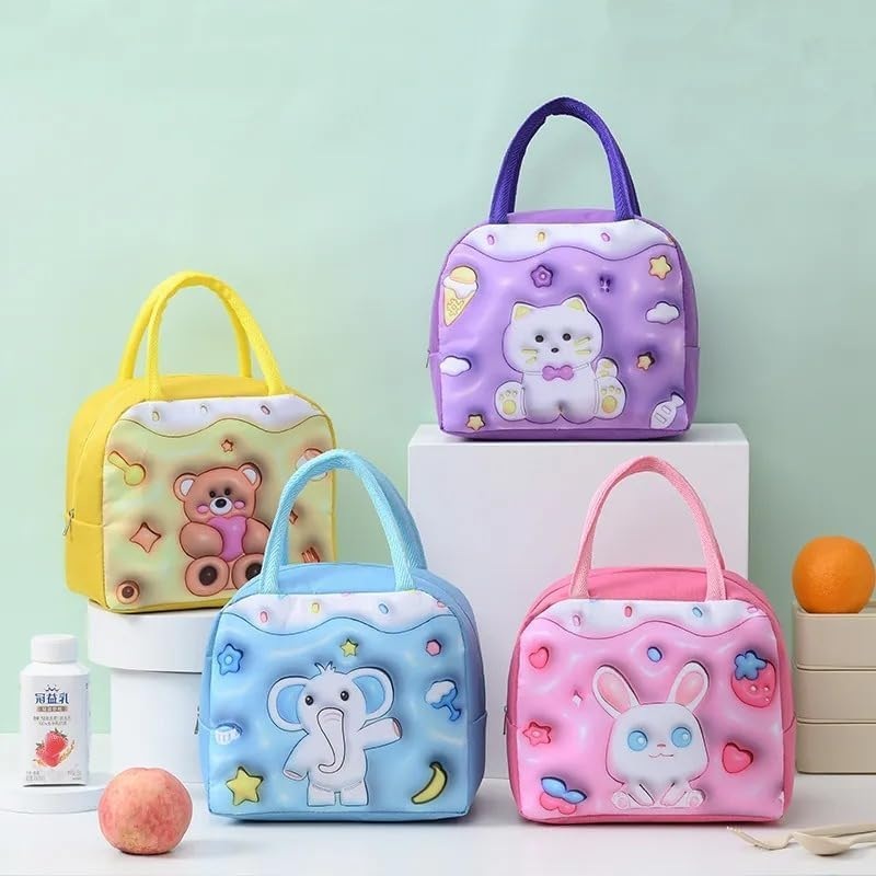 Thermal Insulated Lunch Bag  Portable Zipper Lunch Tote for Office, School & Picnic (Cartoon Pet Design) (Pack of 1)