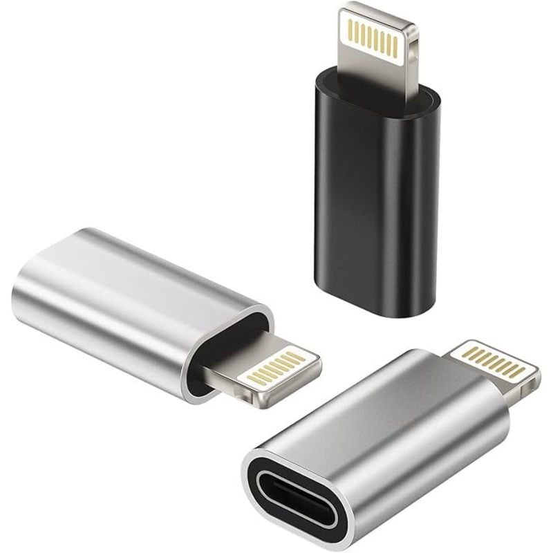 Type-C to Iphone Adapter  USB-C Male to iOS Female Converter for Charging & Sync – 1 PCS (Random Color)