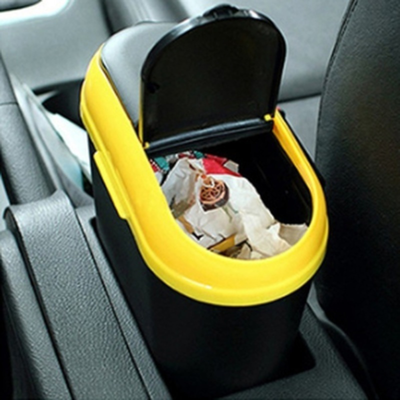 2-Way Lid Car Dust Bin  Multifunctional Garbage Organizer for Car & Vehicle (Random color-Pack of 1)
