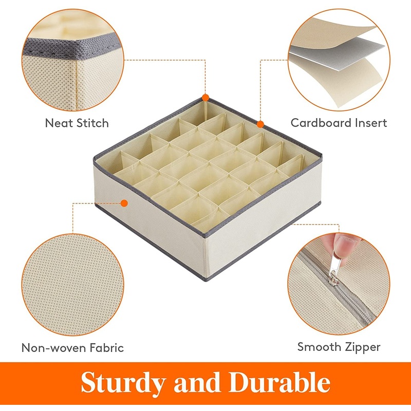 24 Cells Collapsible Socks Organizer Closet Cabinet Organizer Underwear Storage Boxes