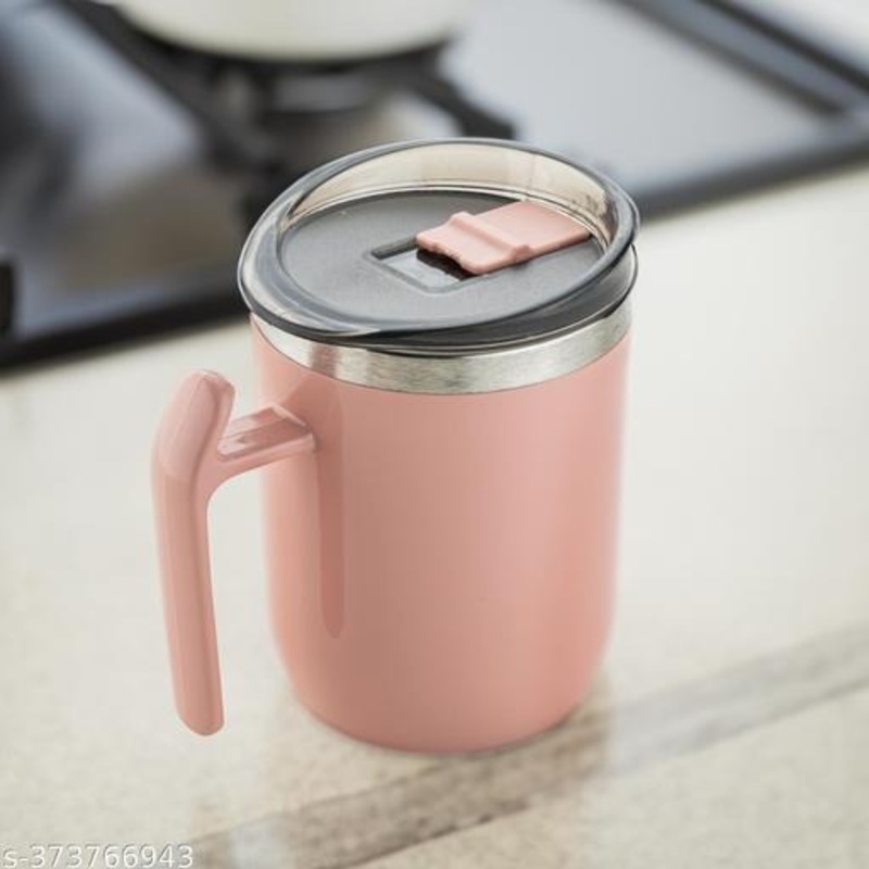 Mooddy Curved Coffee Mug  450ml Ceramic Mug with Comfortable Grip (Random Color-Pack of 1)