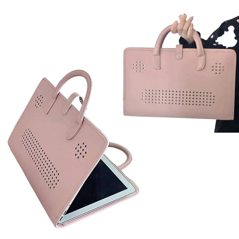 Pink Laptop Protective Case  PU Leather Waterproof Laptop Bag with Handle, Notebook Carrying Case for Work & Travel (3924 cm)
