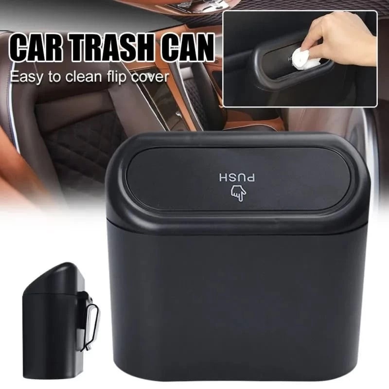 Plastic Car Trash Can with Lid  Mini Vehicle Garbage Bin & Organizer (Pack of 1)