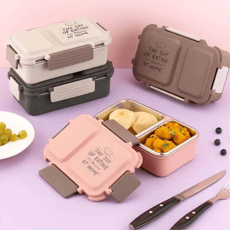 Snack Pack  2-Compartment Lunch Box for Snacks & Meals (Pack of 1 Pc)