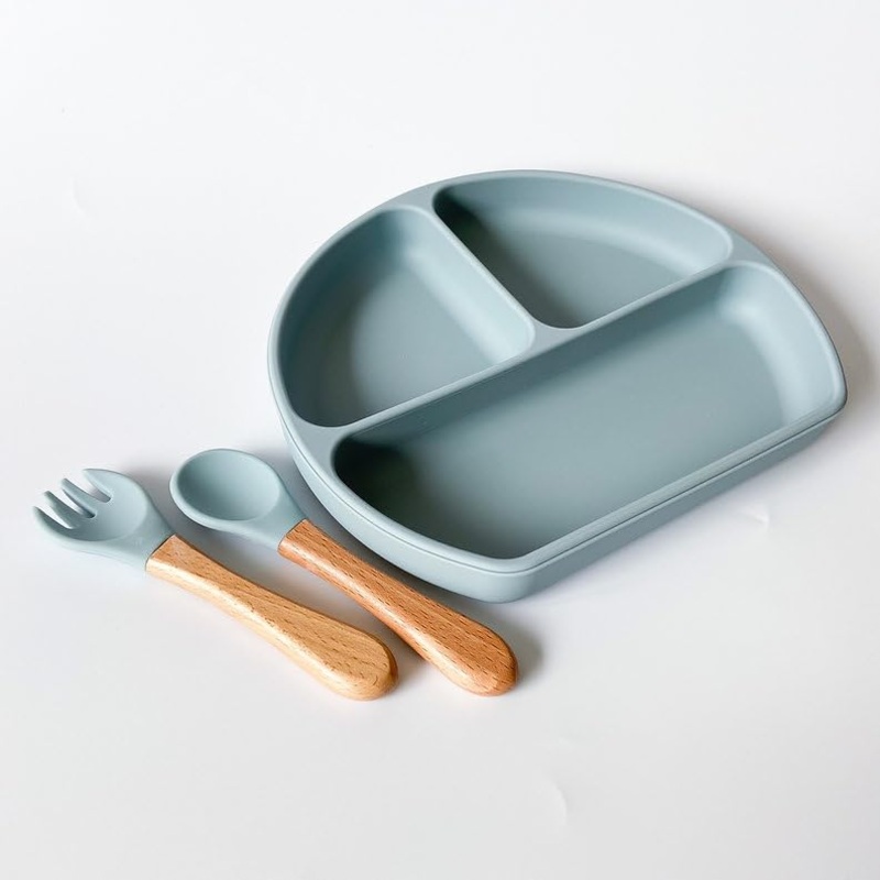 Suction Plates with Spoons for Baby & Toddler – 100% Food Grade Plate for Kids – Silicone Plates for Babies – Divided Plate for Kids