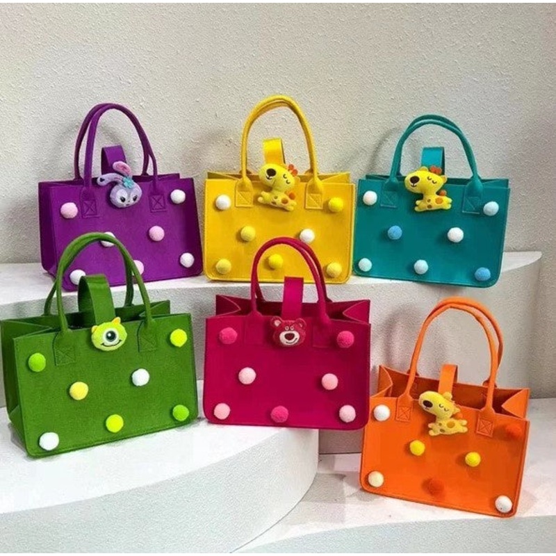 Thickened Cartoon Tote Bag with Handles  Womens Reusable Shopping & Organizer Bag (Random color-Pack of 1)