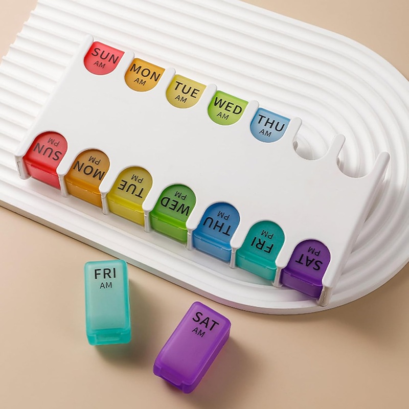 Travel Pill Organizer – Medicine Case 7 Day | Moisture Proof Portable Weekly Pill Box for Daily Airplane Home Work Out Vacation School