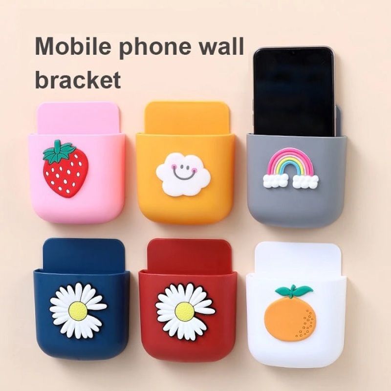 Wall Mounted Hanging Mobile Holder  No Drilling Phone Storage Stand for Home, Office & Kitchen (Random color-Pack of 1)