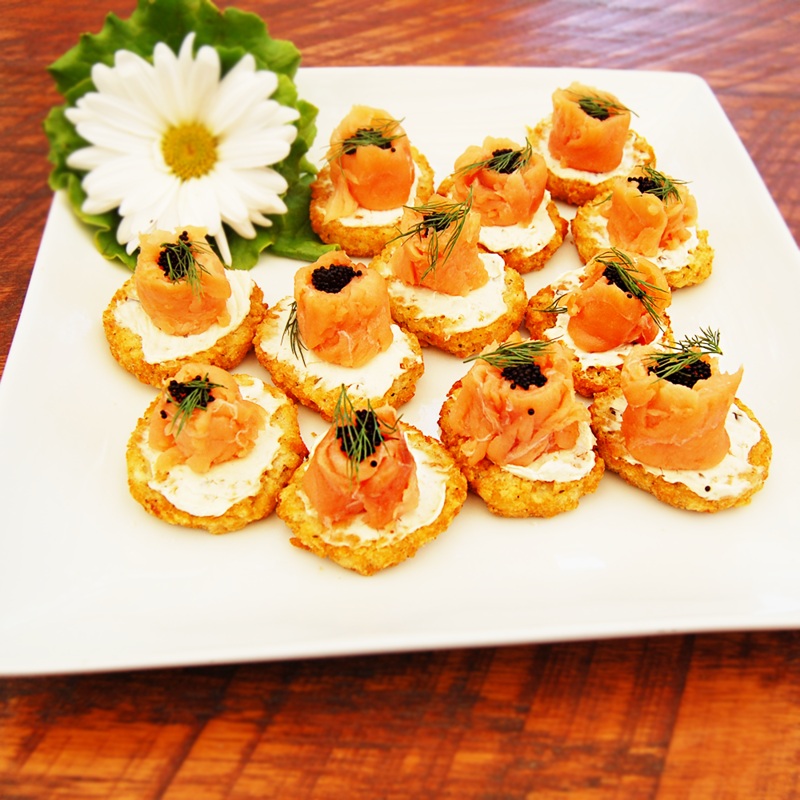 Smoked Salmon on Latkes (by the dozen)
