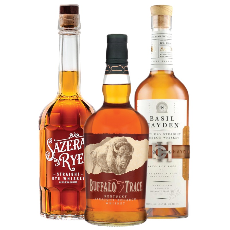 Basil Hayden’s Bourbon, Buffalo Trace Kentucky Straight Bourbon Whiskey, Sazerac Rye Whiskey  Bundle
