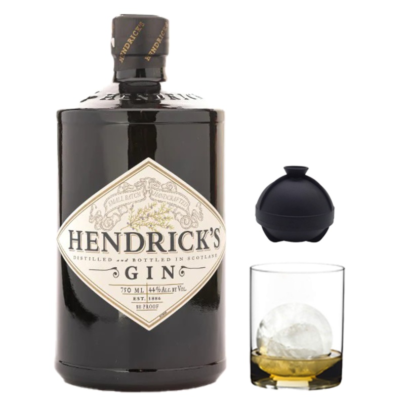Hendrick’s Gin, Tumbler, Sphere Ice Ball Mold  Bundle