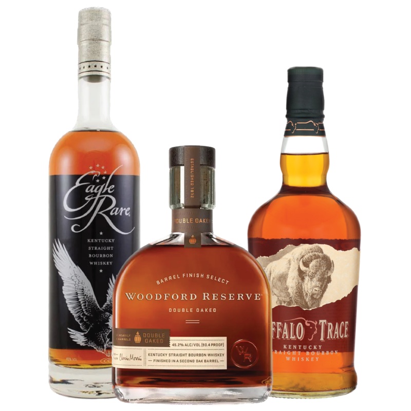 Woodford Reserve Double Oaked Bourbon, Eagle Rare Bourbon, Buffalo Trace