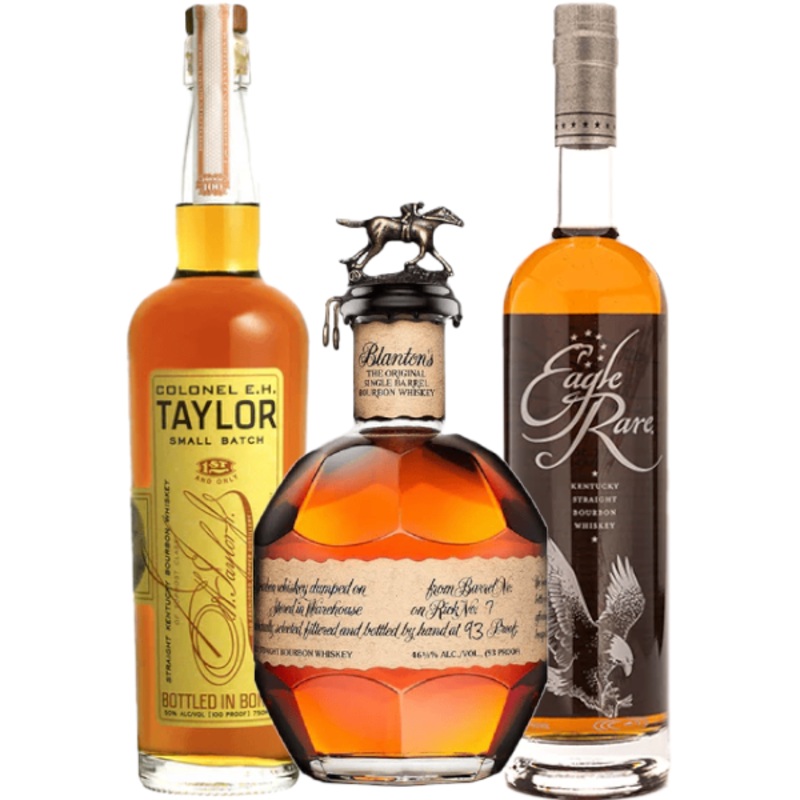 Blanton’s Single Barrel, Colonel E.H Taylor Small Batch and Eagle Rare Bourbon Bundle