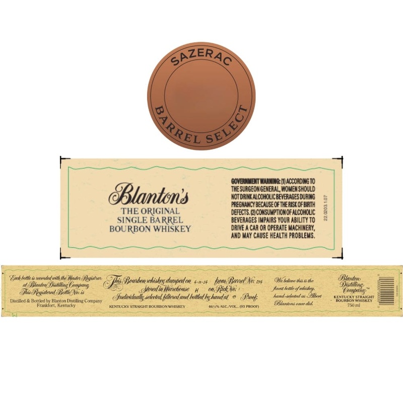 Blantons Single Barrel Bourbon Sazerac Barrel Select