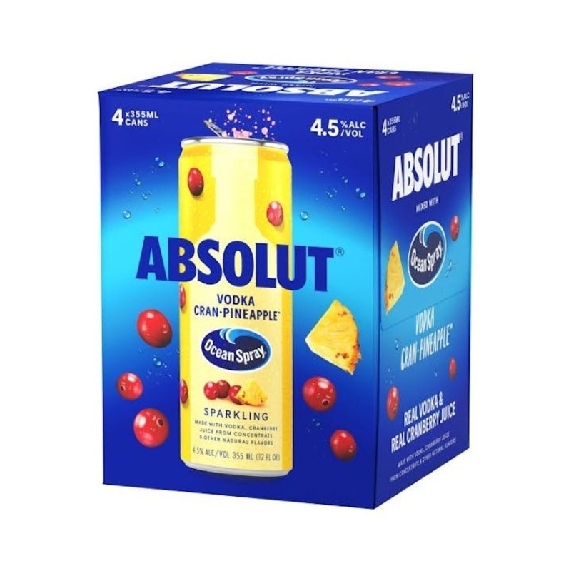 ABSOLUT VODKA Vodka Cran Pineapple 4 Pack