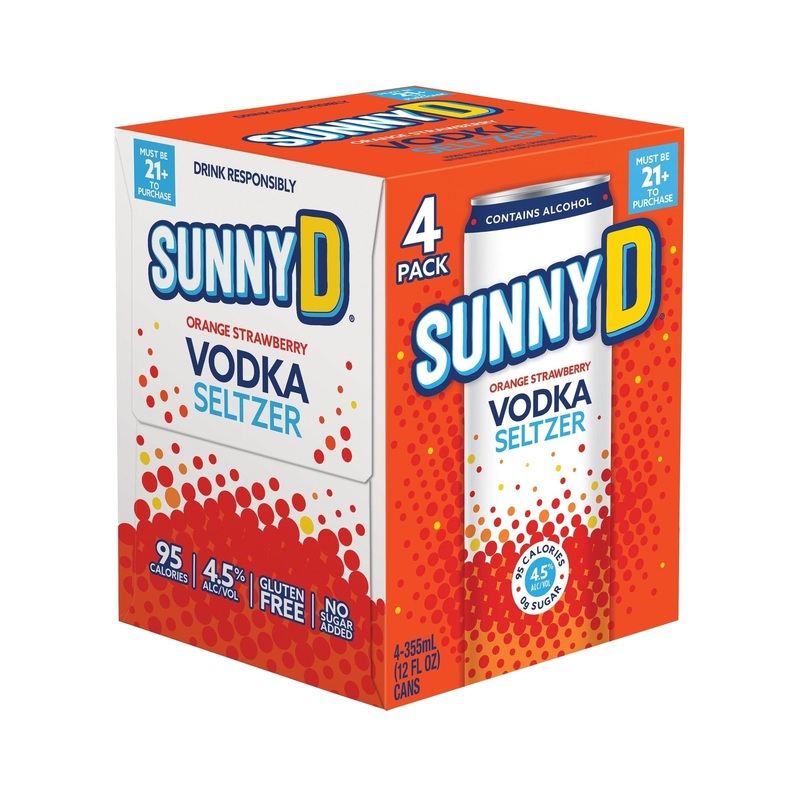 SUNNY D Orange Strawberry Vodka Seltzer 4 Pack