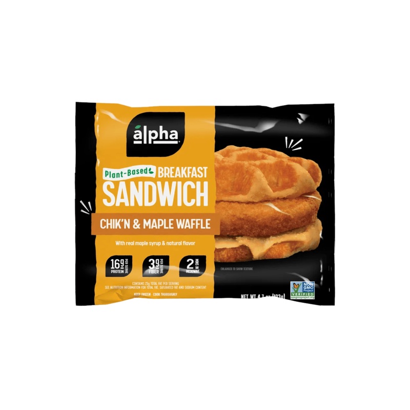 ALPHA FOODS Chik’n Maple Waffles Breakfast Sandwich