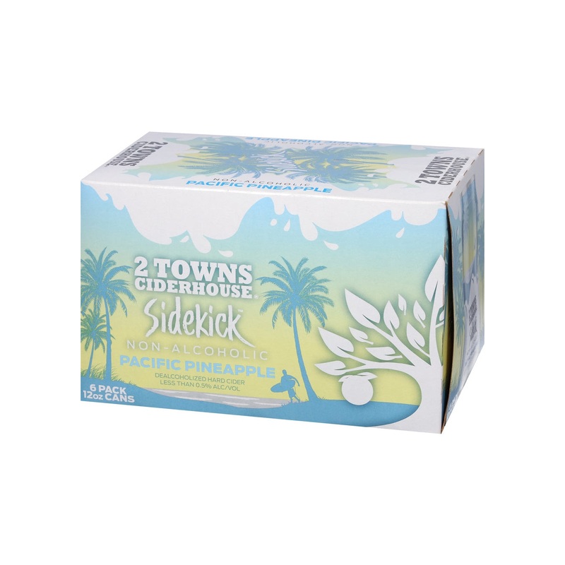 2 TOWNS CIDERHOUSE Non-Alcoholic Sidekick Pacific Pineapple 6 Pack