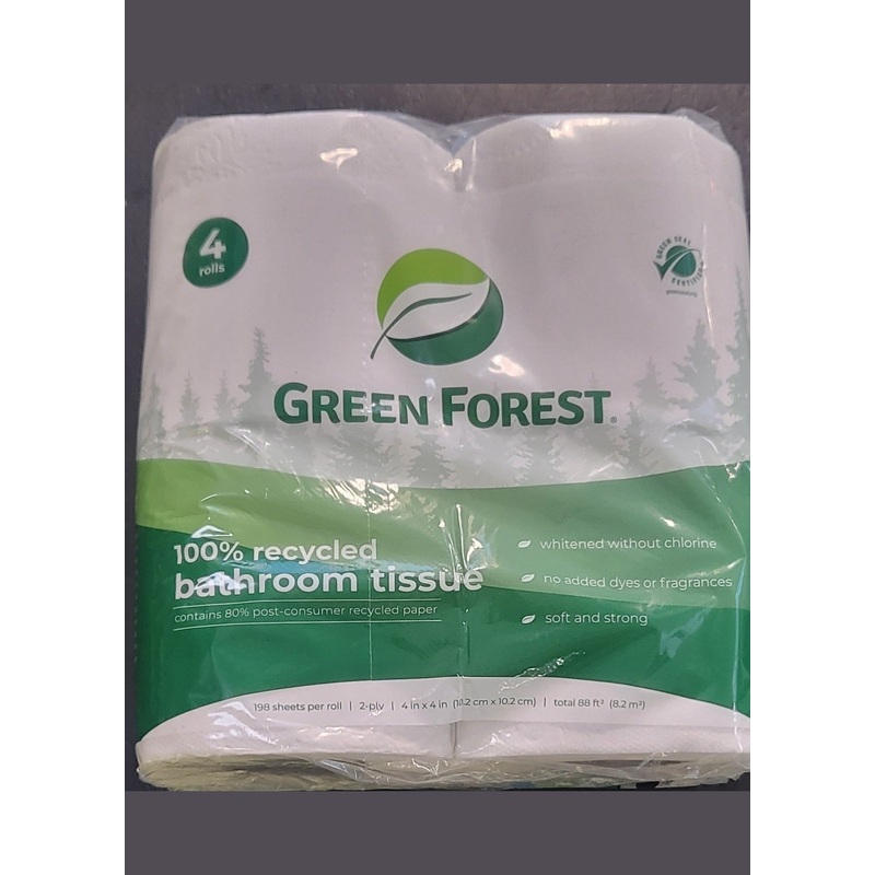 GREEN FOREST 100% Recycled Bath Tissue 4 Pack