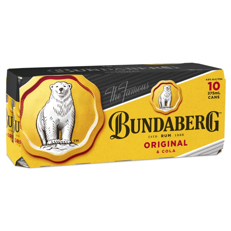 Bundaberg U.P Rum & Cola 10 Pack Can 375mL