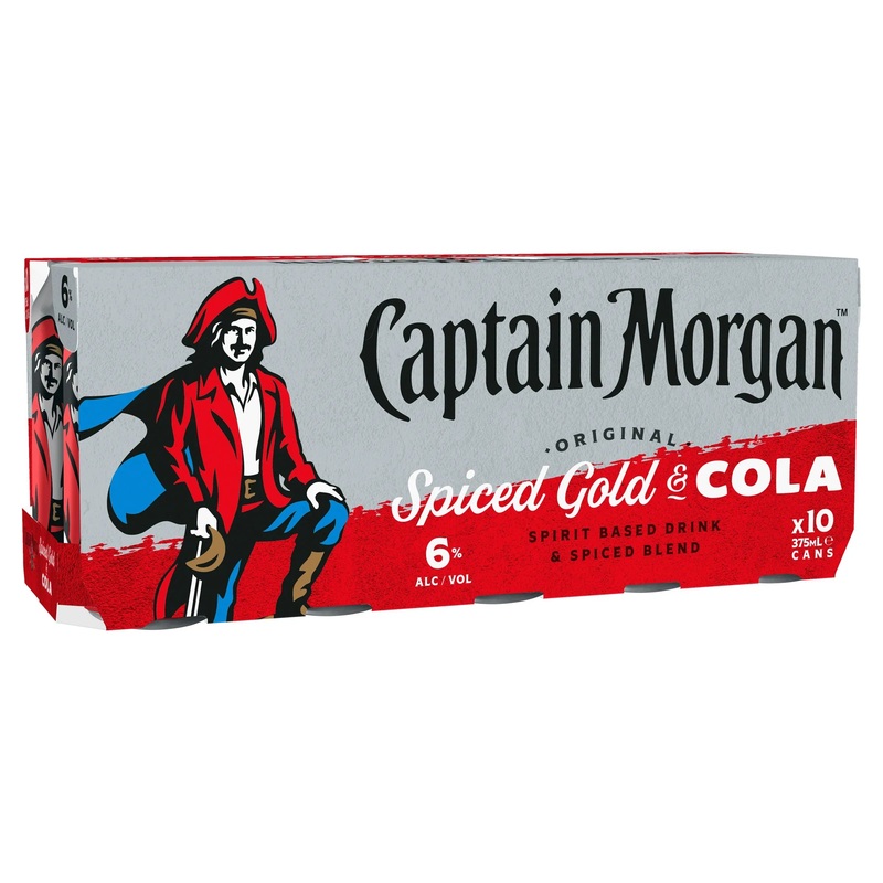 Captain Morgan Original Spiced Gold & Cola 10 Pack Can 375mL