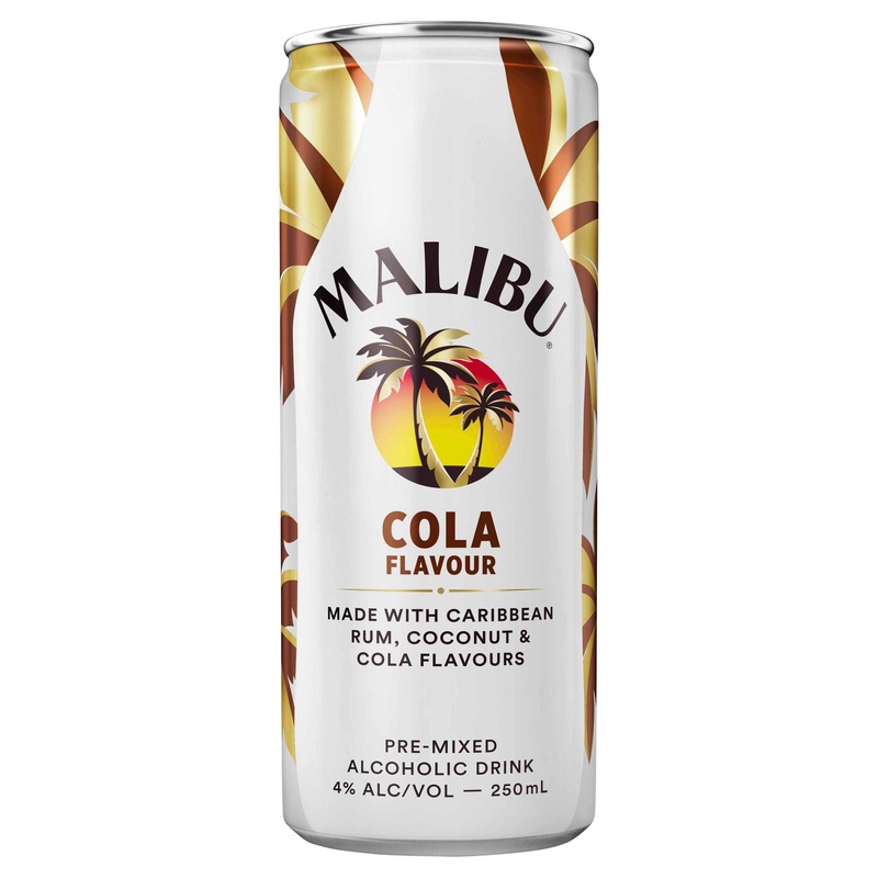 Malibu Rum & Cola Can 250mL|Single|4 Pack|24 Pack