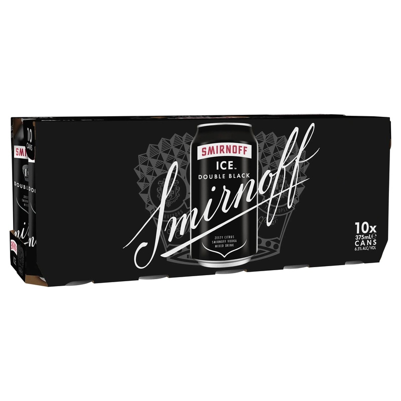 Smirnoff Ice Double Black 6.5% 10 Pack Can 375mL