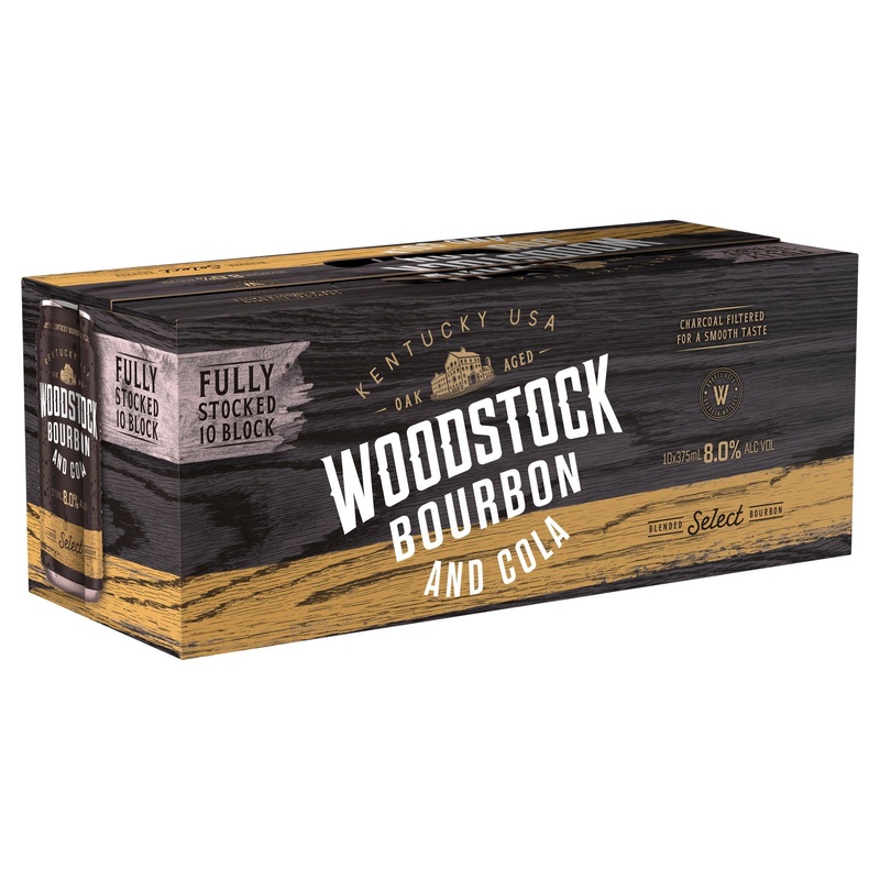 Woodstock Bourbon & Cola 8% 10 Pack Can 375mL