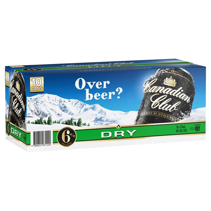 Canadian Club Premium Whisky & Dry 6% 10 Pack Can 375mL