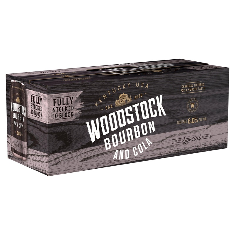 Woodstock Bourbon & Cola 6% 10 Pack Can 375mL
