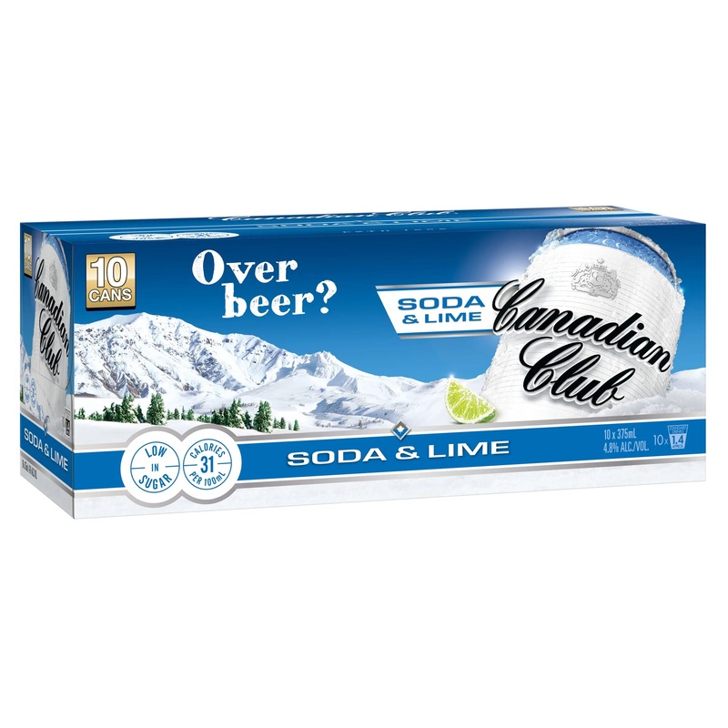 Canadian Club Soda & Lime 10 Pack Can 375mL