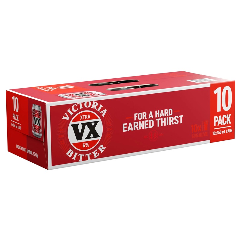Victoria Bitter Xtra VX 10 Pack Can 250mL