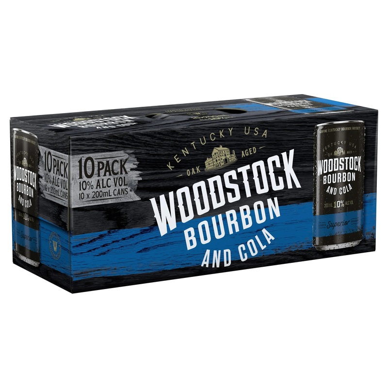 Woodstock Bourbon & Cola 10% 10 Pack Can 200mL